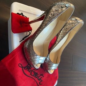 Christian Louboutin Snake Skin Lady Peep Toe
